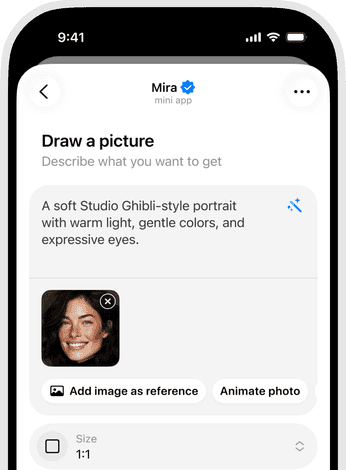 Mira application picture generation preview